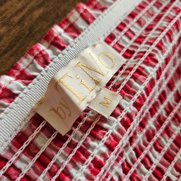 byTiMo Gingham Cropped Milkmaid Blouse Womens Medium Smocked Cottagecore Western - Picture 5 of 8